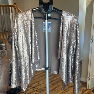 Bronze Sequin Open-Front Blazer